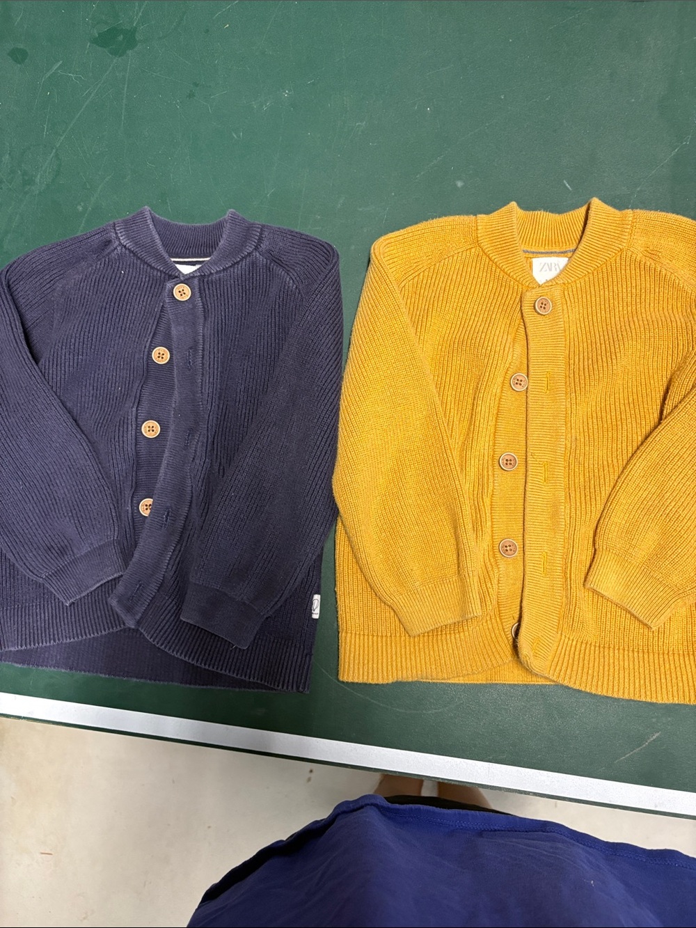 Zara Kids Button-Front Cardigans - Navy & Mustard